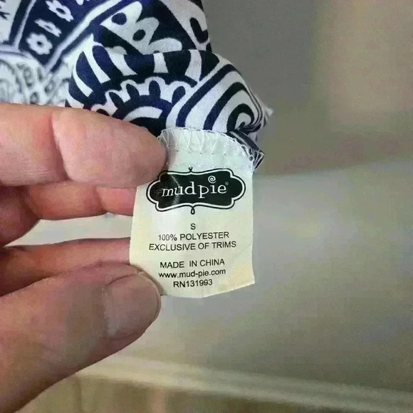 Mud Pie Oversize Peasant Blouse Top White Tribal Circle Print Size S - Picture 7 of 8